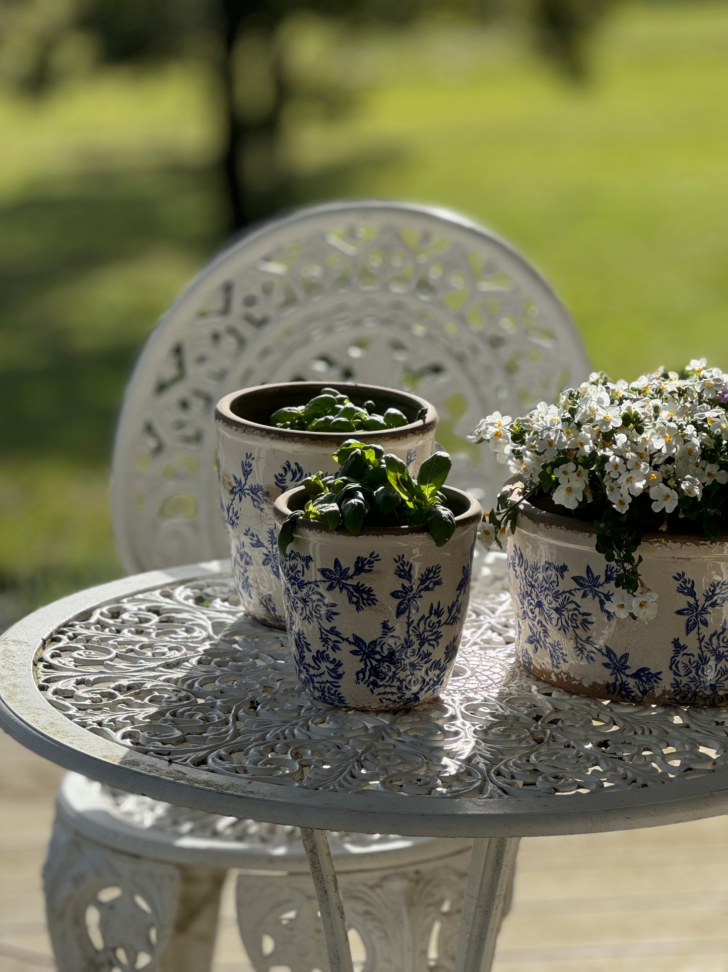 Normandy Blue Floral Herb Pot - Small