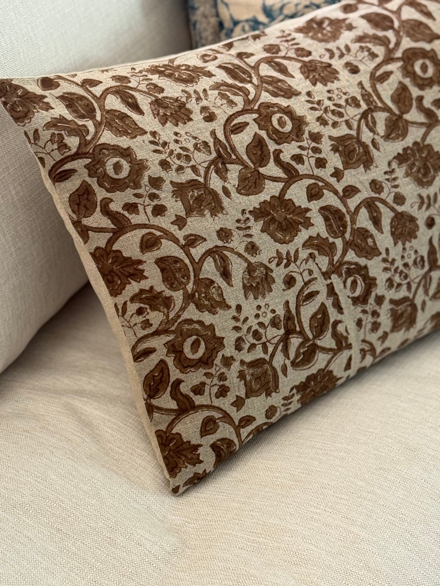 Willow Block Print Lumbar Cushion Cover