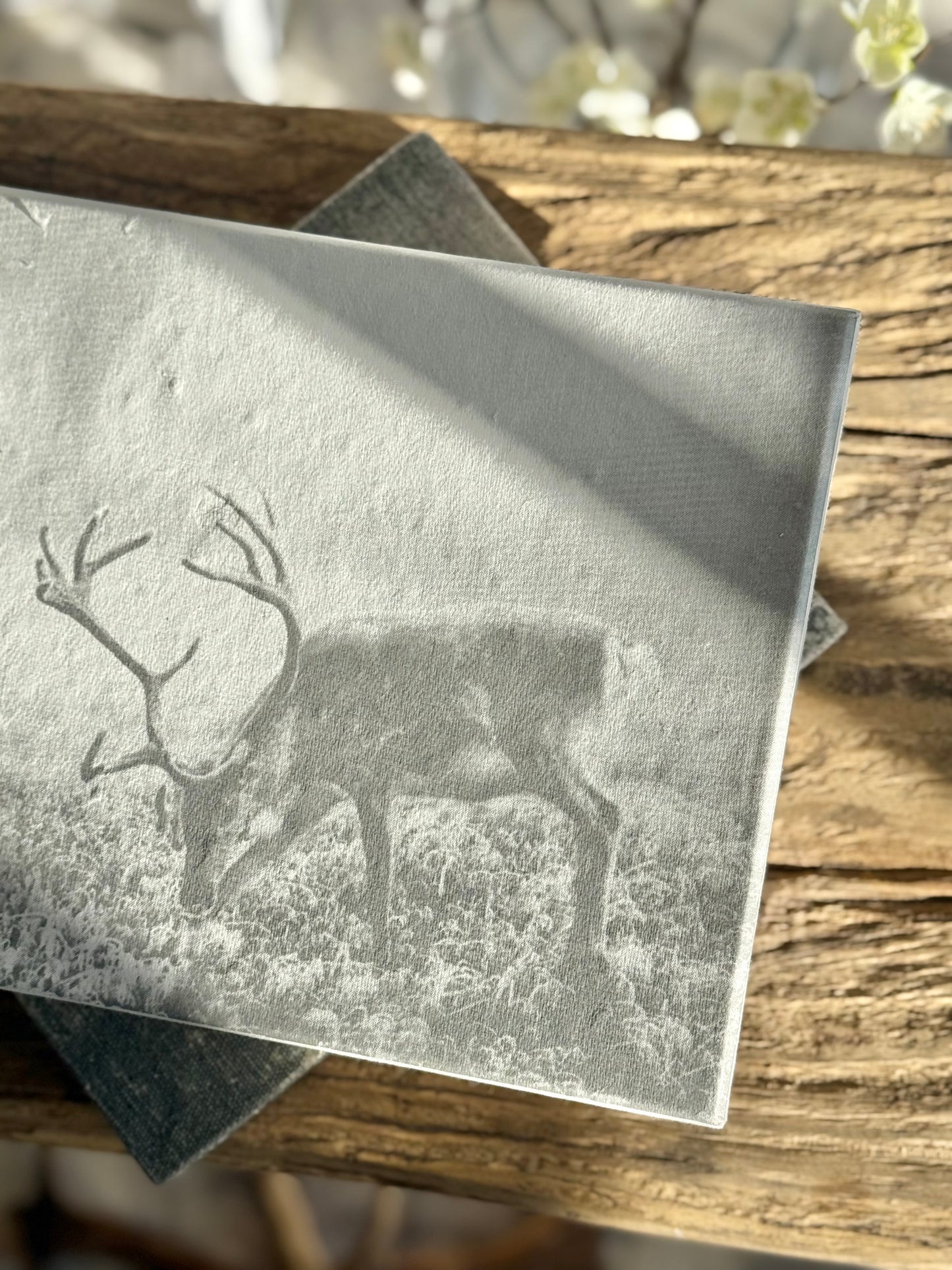 Reindeer Canvas Journal with Gift Box