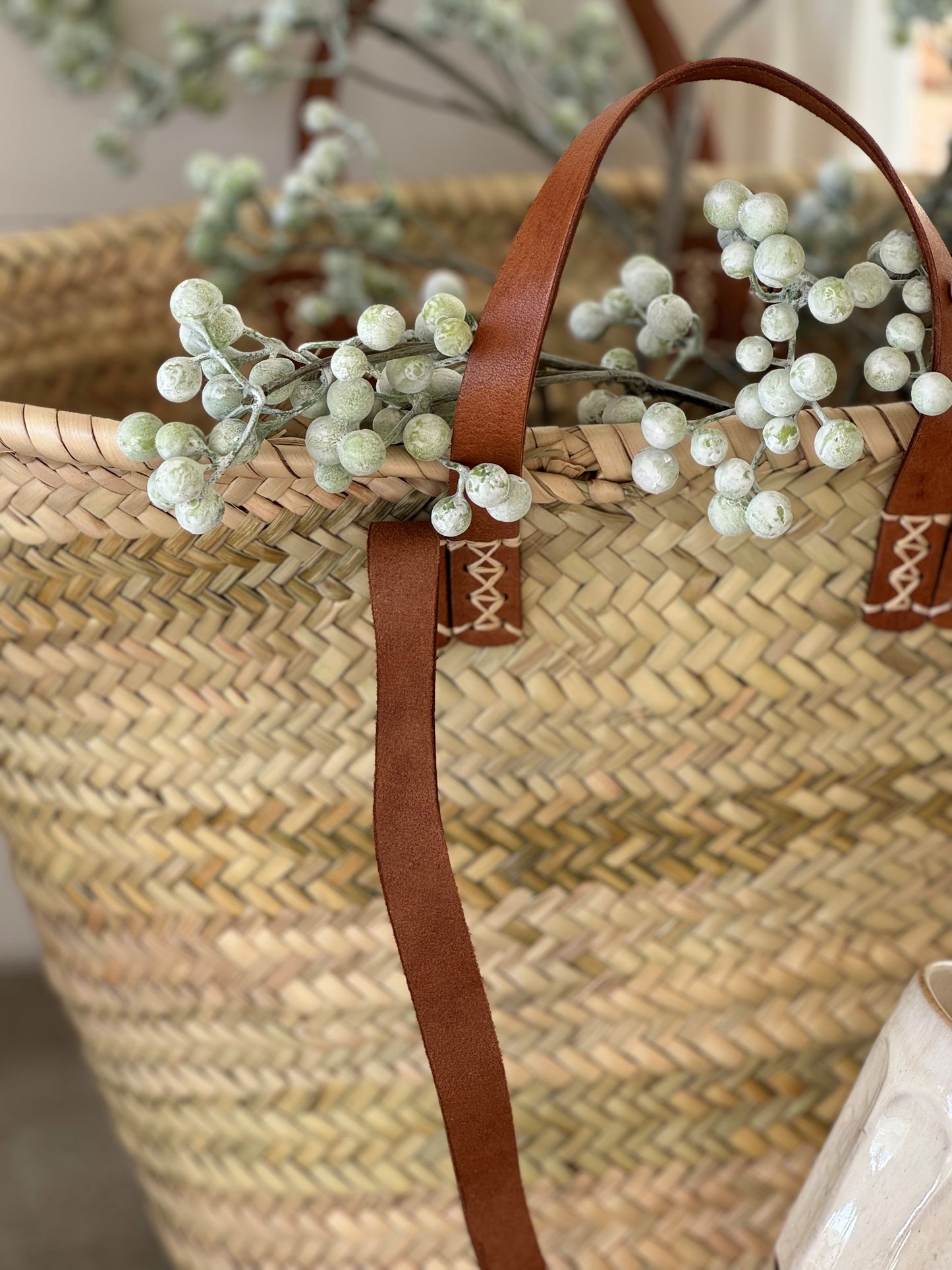 French Market Basket - Brown Double Handle
