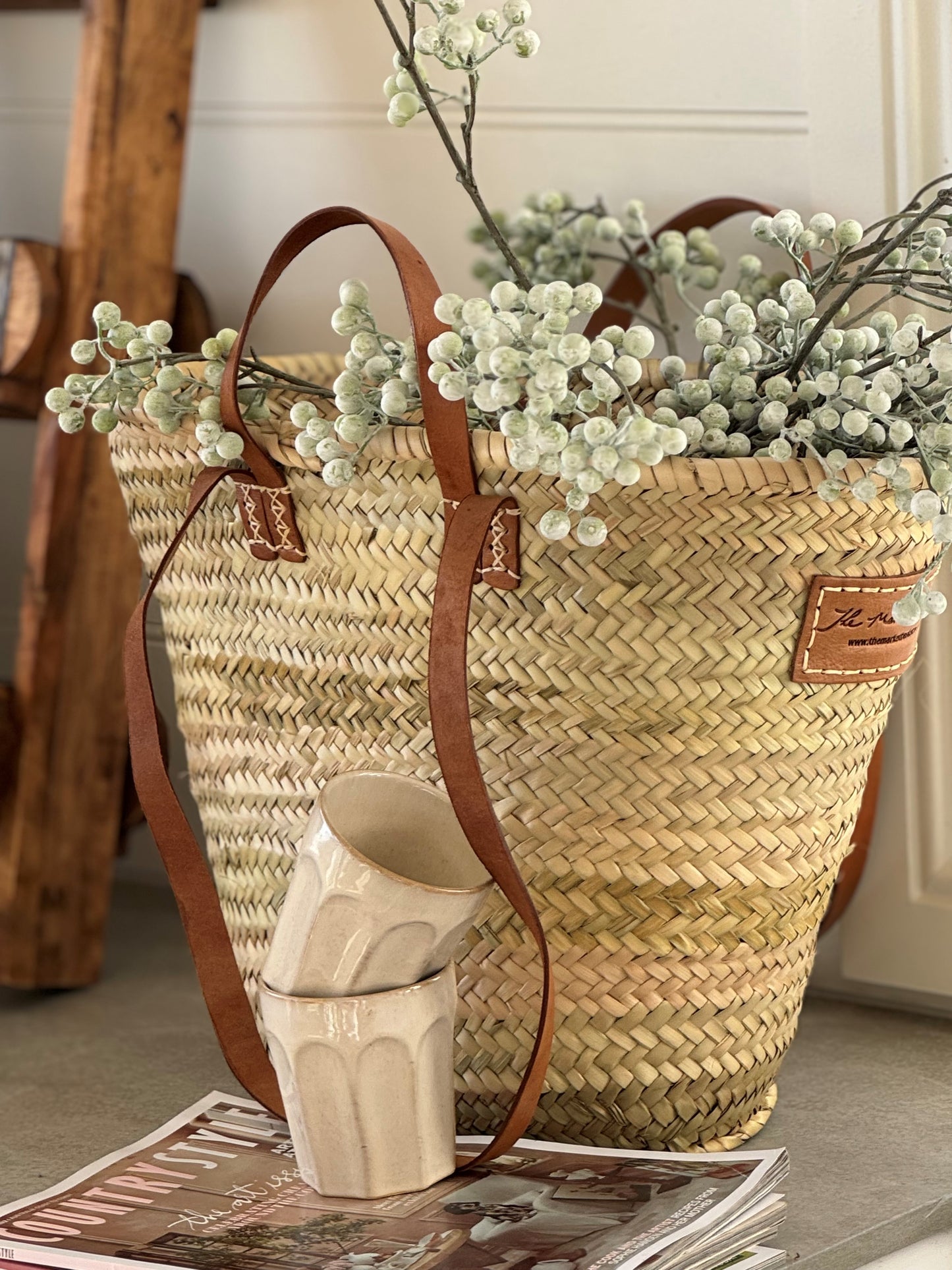 French Market Basket - Brown Double Handle