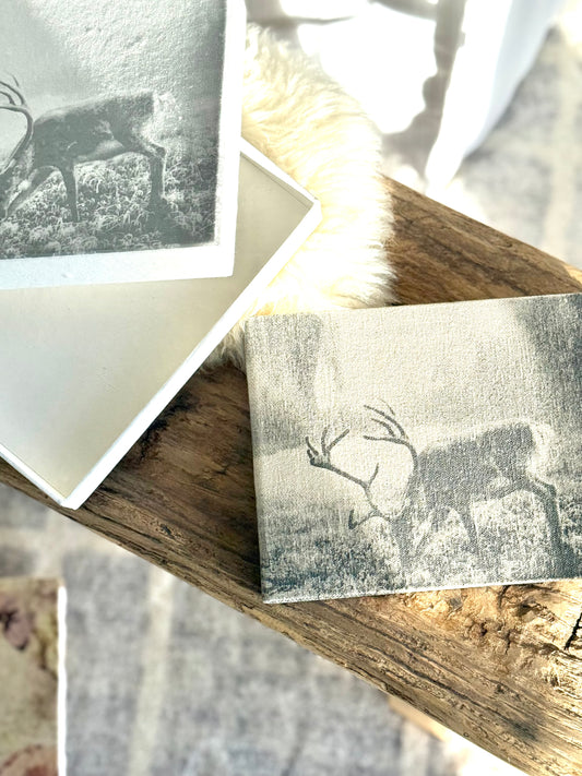 Reindeer Canvas Journal with Gift Box