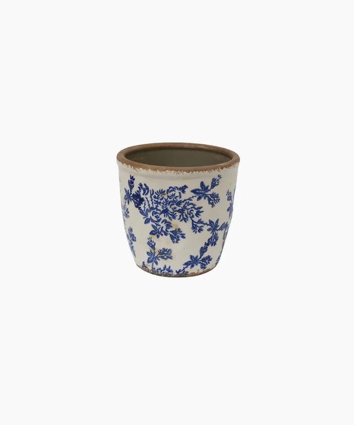 Normandy Blue Floral Herb Pot - Large