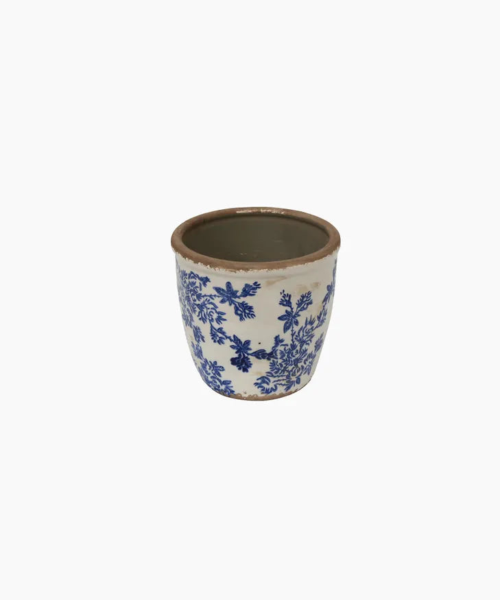 Normandy Blue Floral Herb Pot - Large