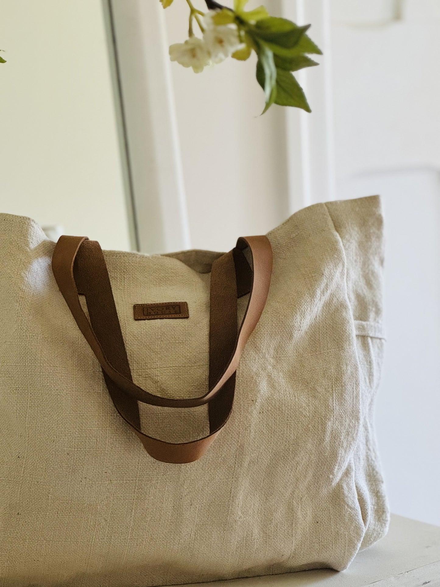 Washed Canvas Market Bag - Warm White