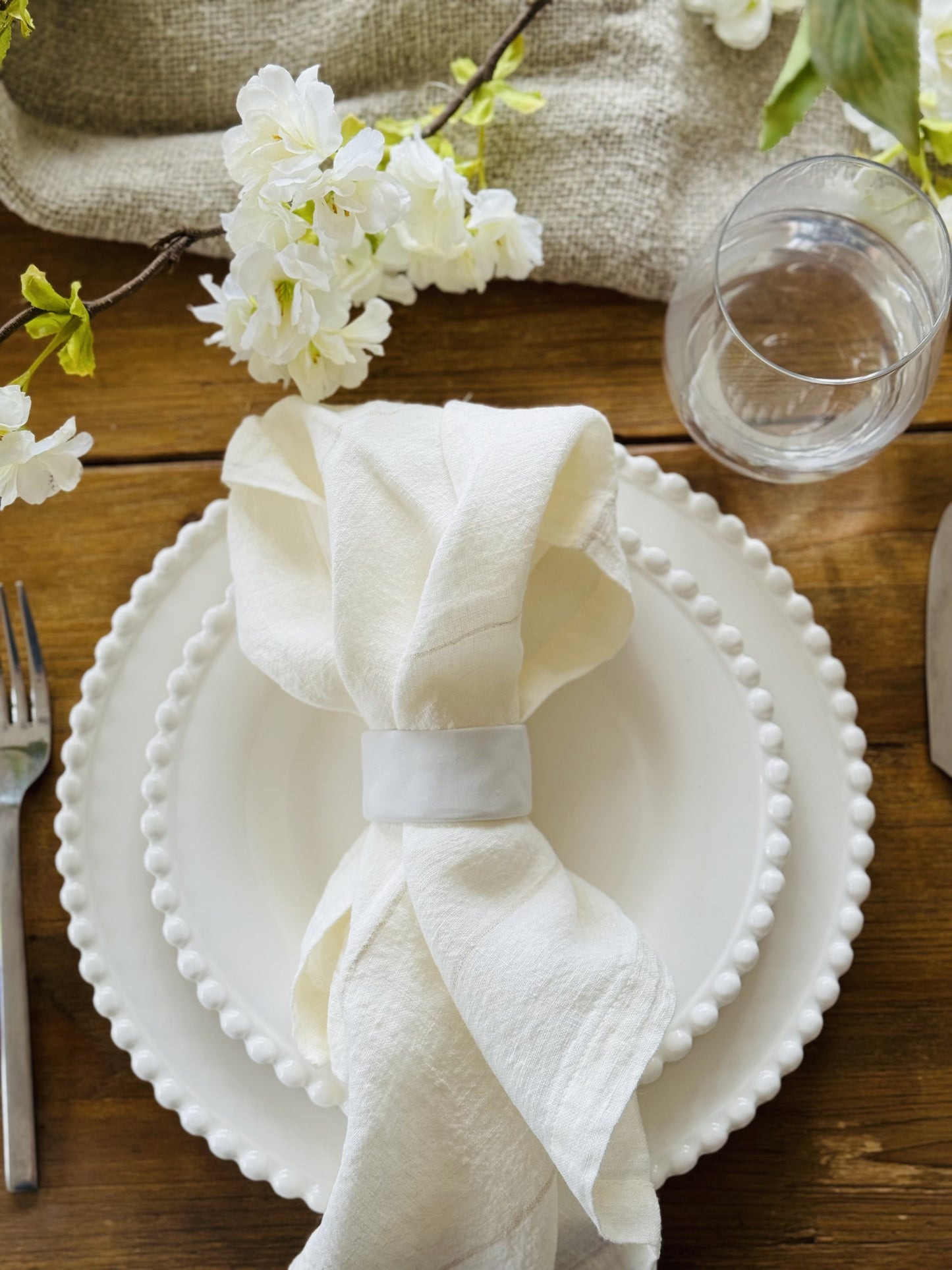 Flax Napkin Ring - White