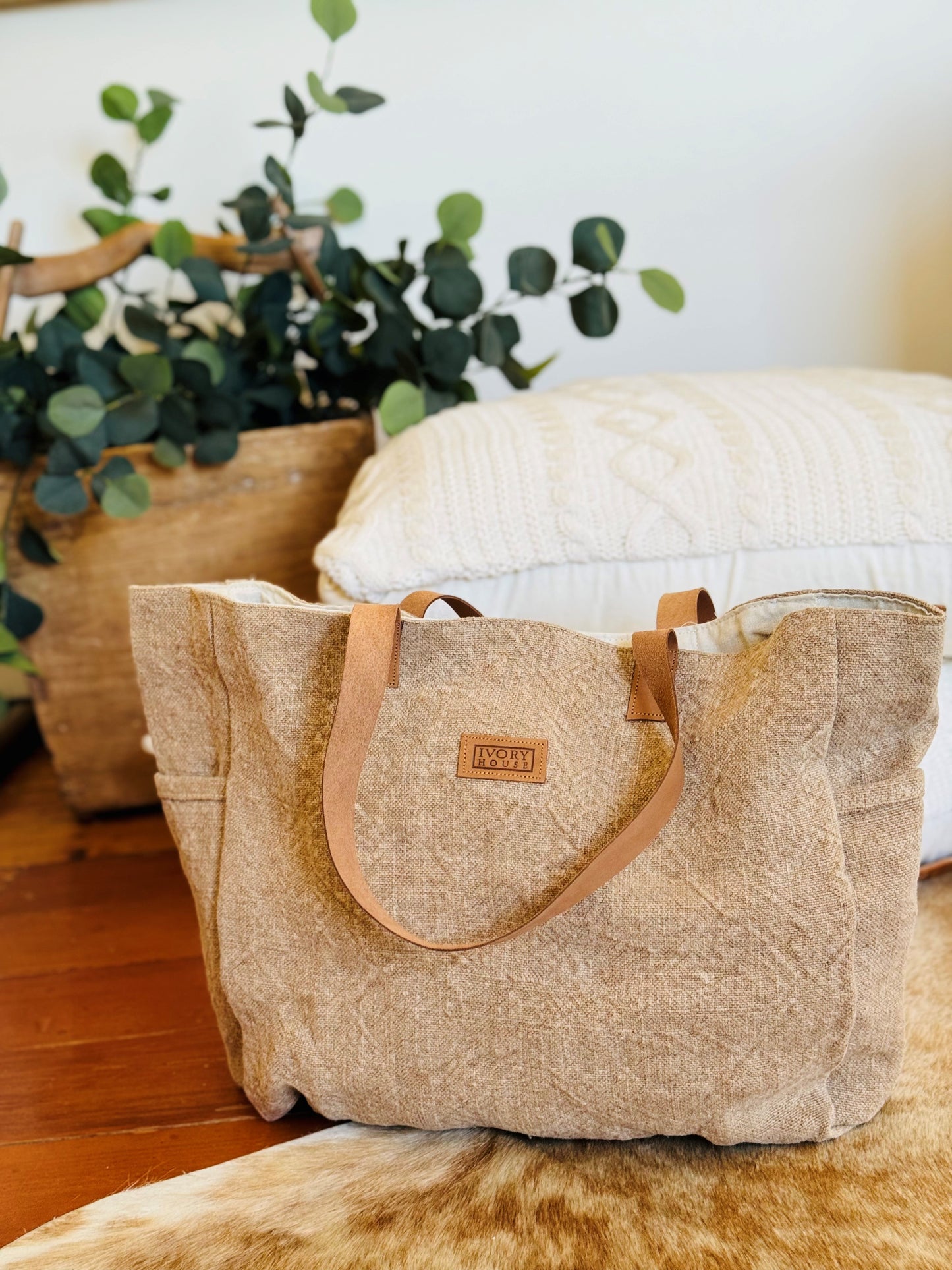 Washed Canvas Market Bag - Natural