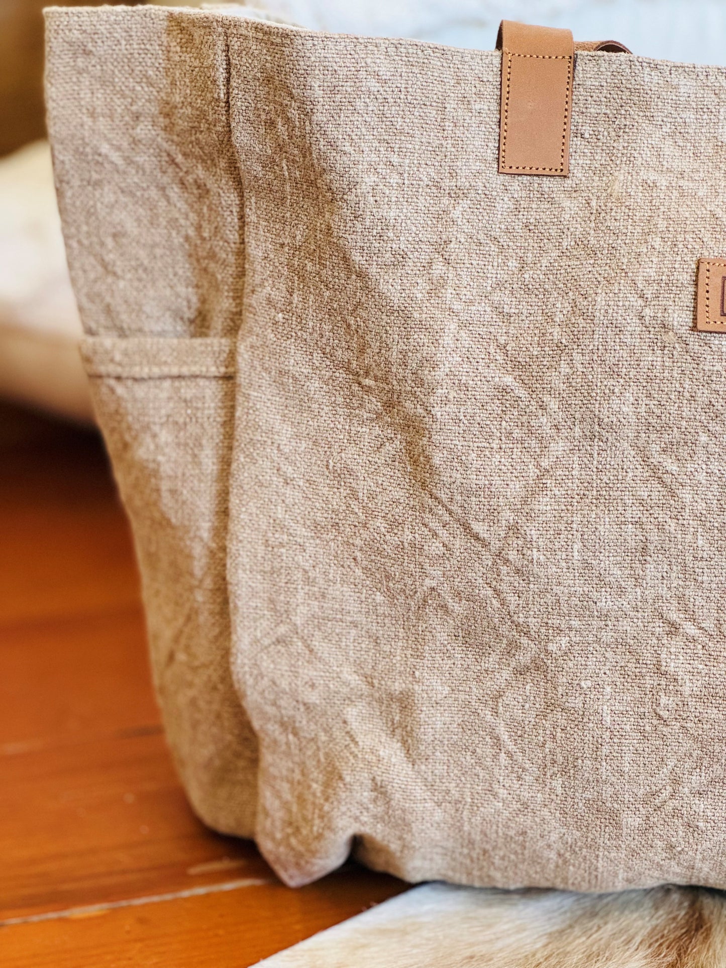 Washed Canvas Market Bag - Natural