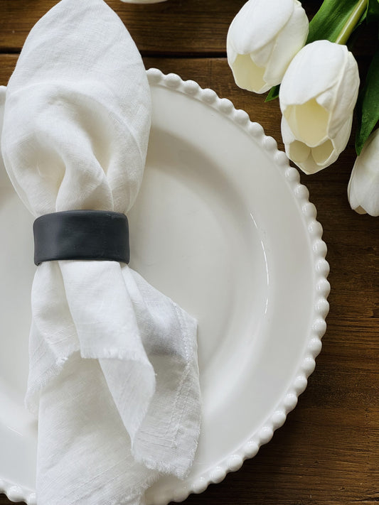 Flax Napkin Ring - Charcoal