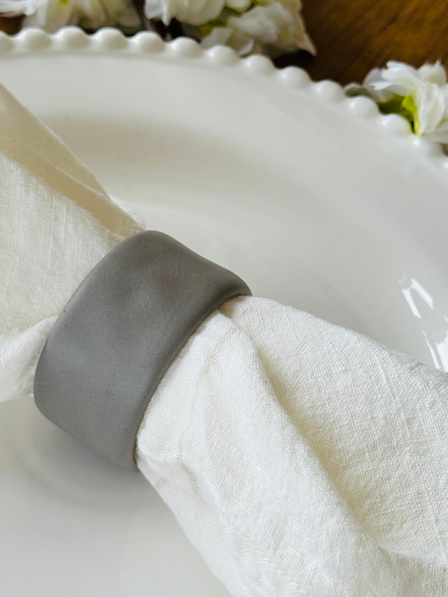 Flax Napkin Ring - Grey