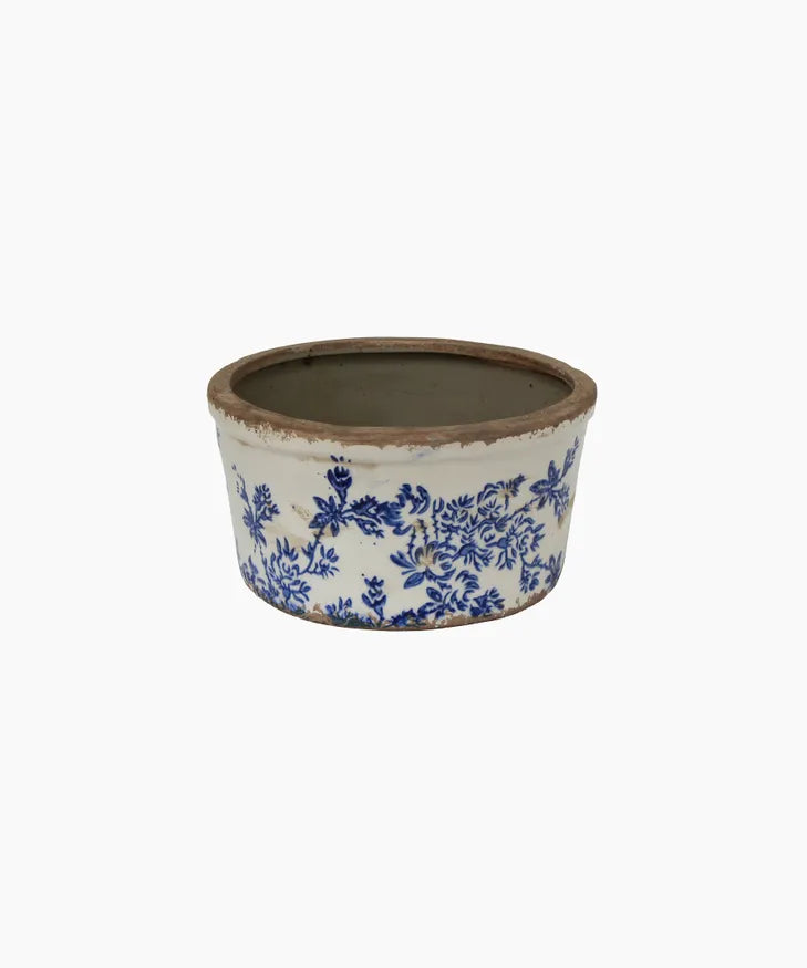 Normandy Blue Floral Pot - Wide