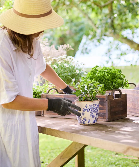 Normandy Blue Floral Herb Pot - Small