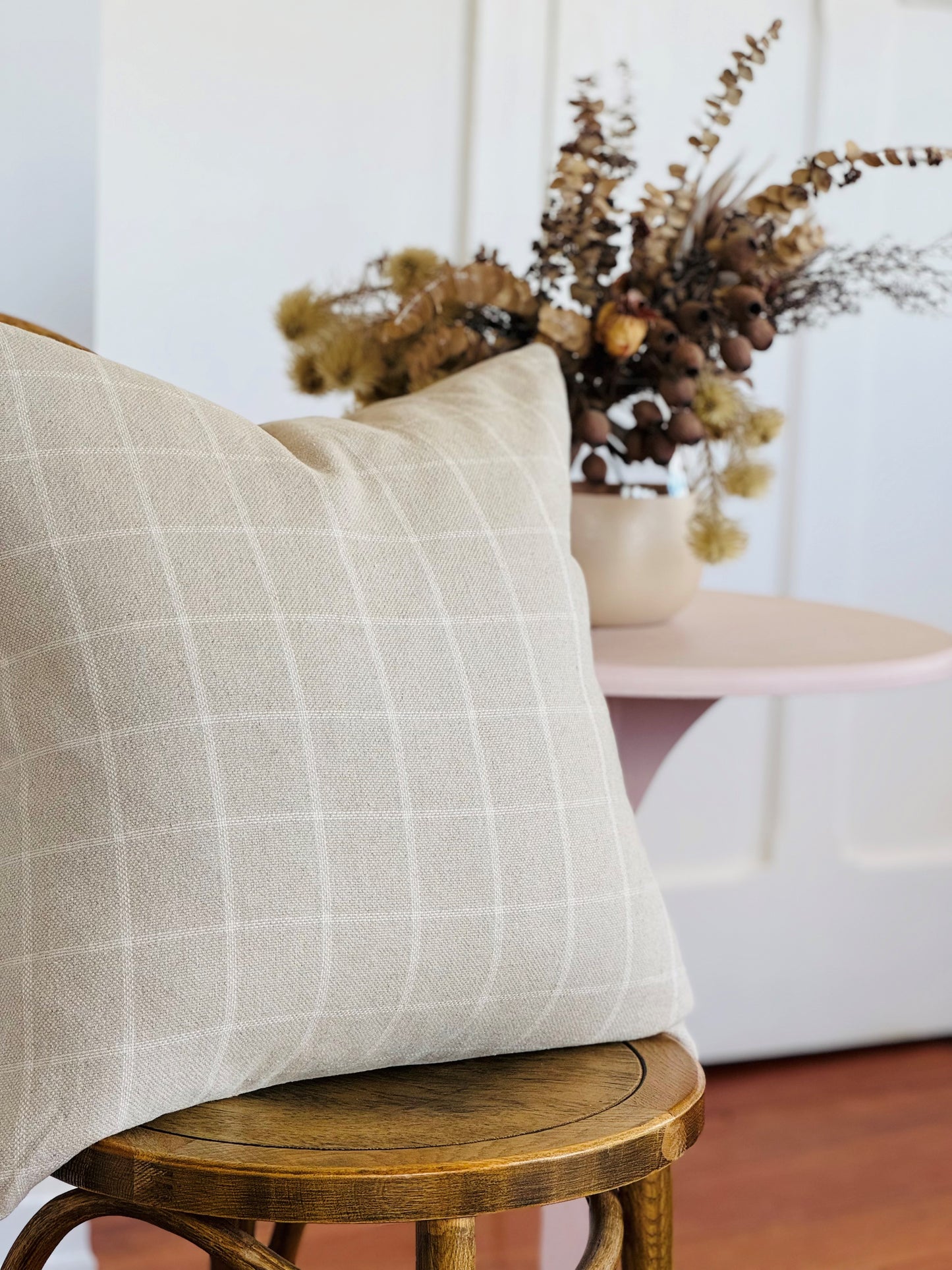 Plaid Cushion - Natural & Ivory