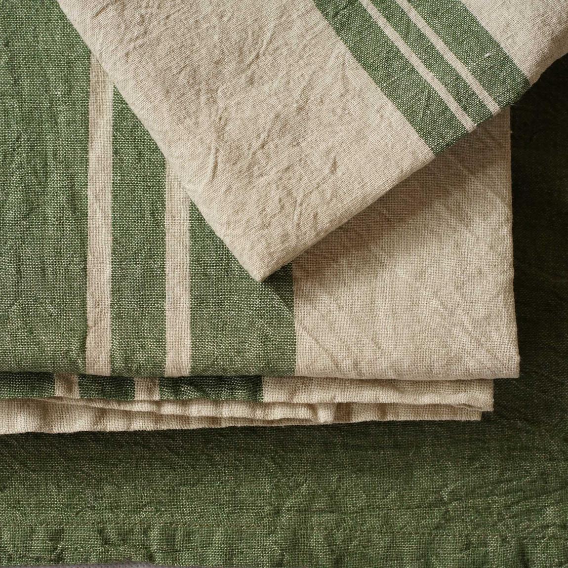 French Stripe Tea Towel - Olive