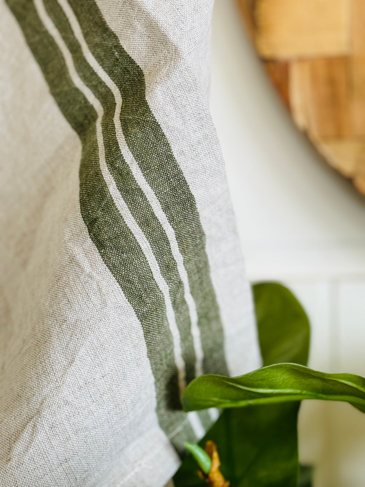 French Stripe Tea Towel - Olive