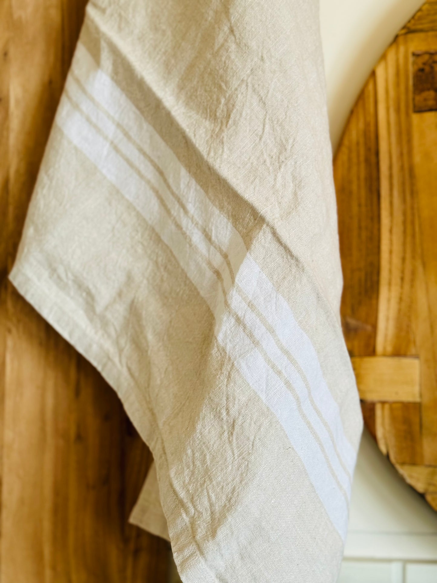 French Stripe Tea Towel - Natural