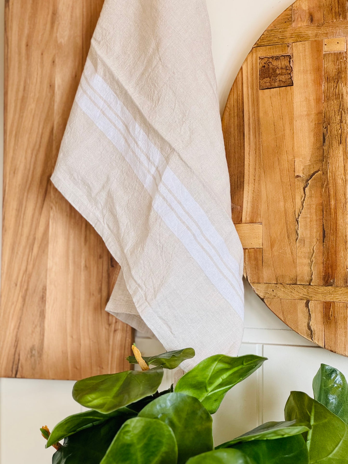 French Stripe Tea Towel - Natural