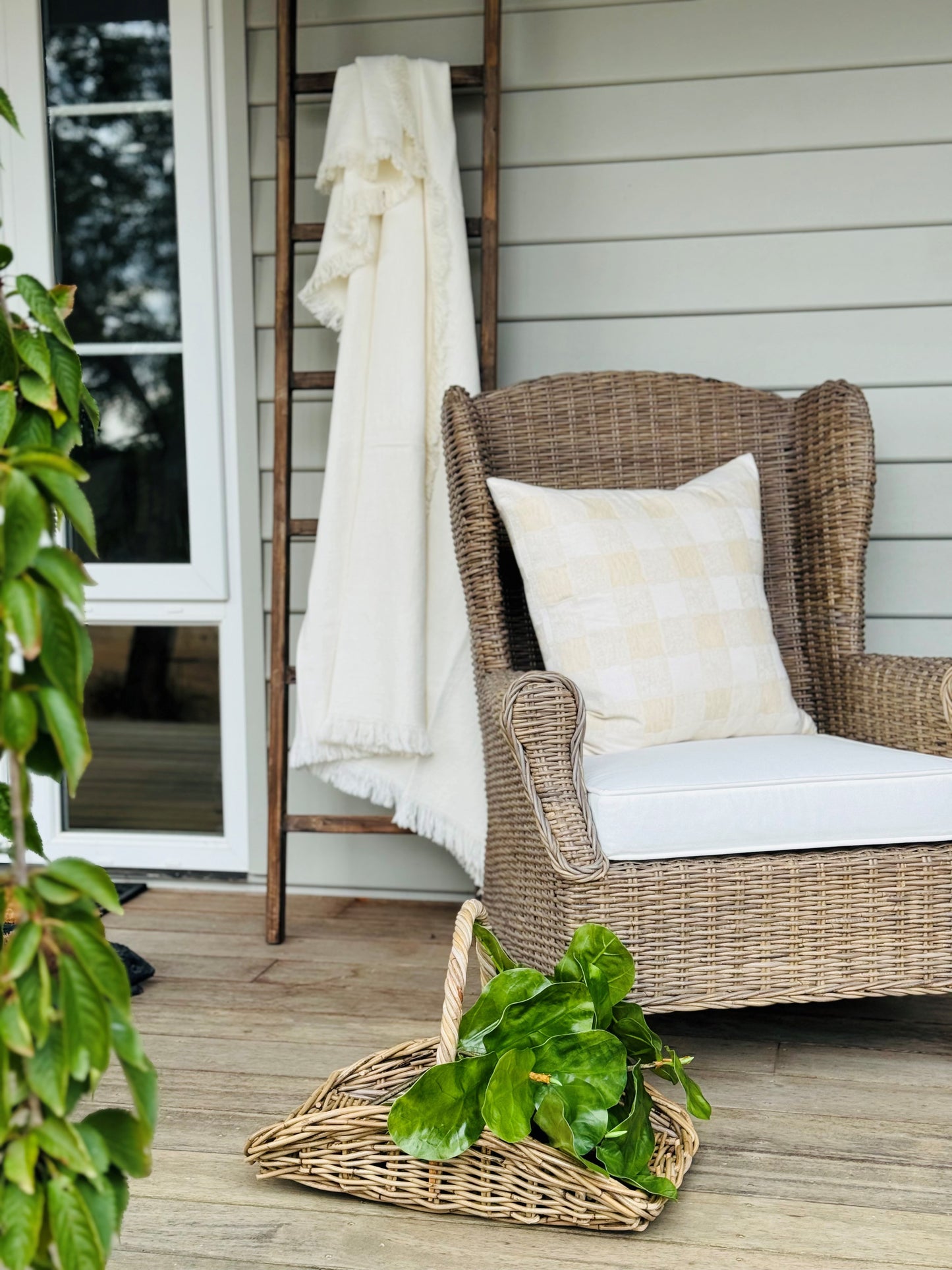 Champêtre French Linen Throw - Ivory