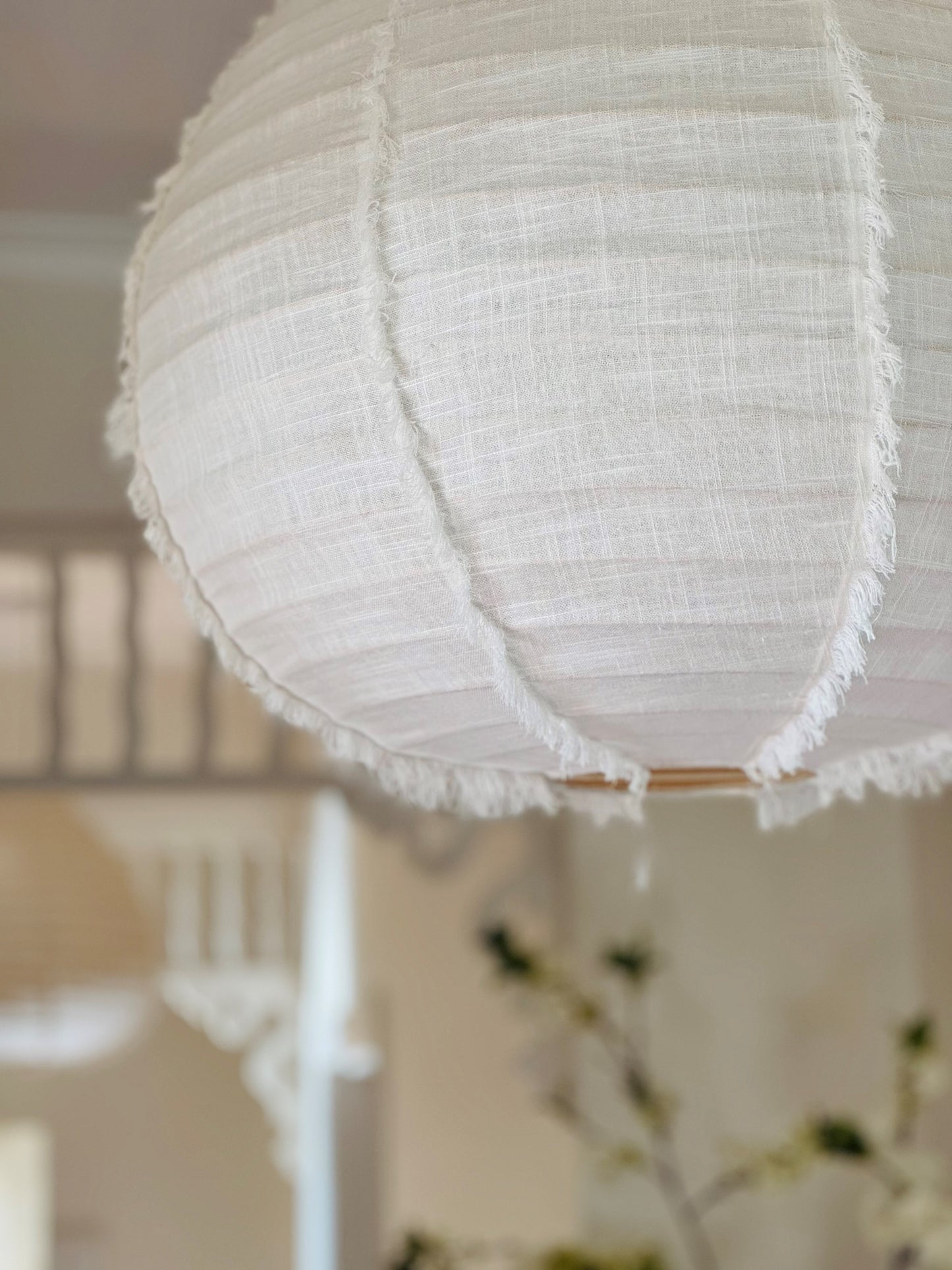 Linen Light Shade - Pure White Fringed