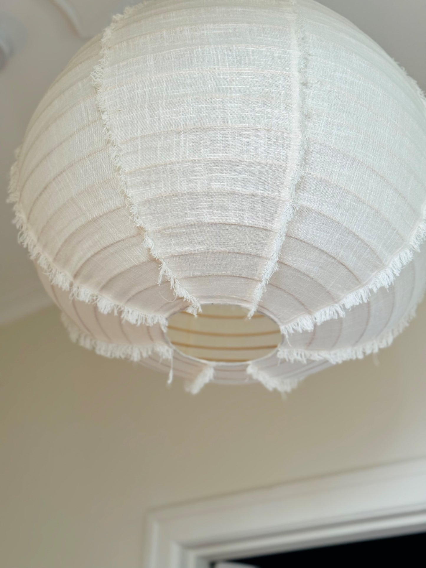 Linen Light Shade - Pure White Fringed