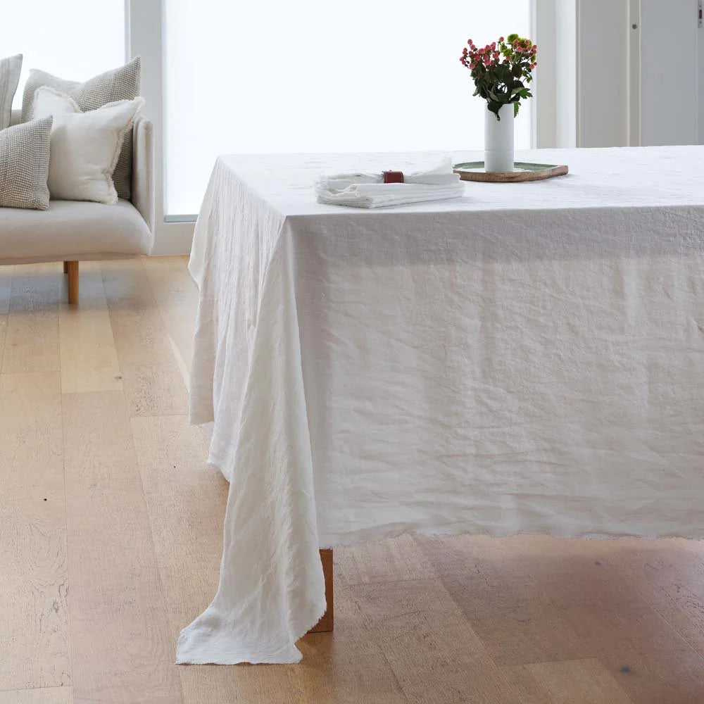 French Linen Tablecloth - Off White 400cm x 180cm